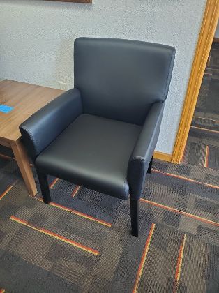 Picture of Reception Chair with Lumbar Support – Black Vinyl with Wood Legs 