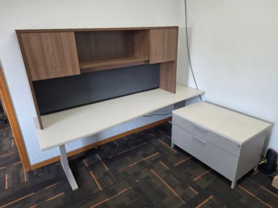 Picture of Herman Miller Sit/Stand Desk 88 x 24/30 With Hutch and Drawer Unit
