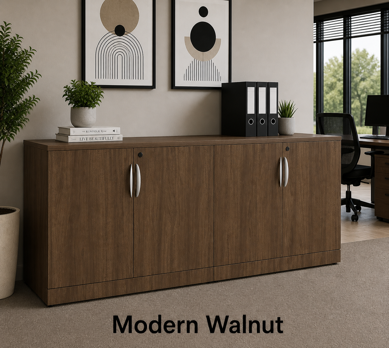 Double Storage Cabinet Credenza with Locking Doors | Choice Office ...