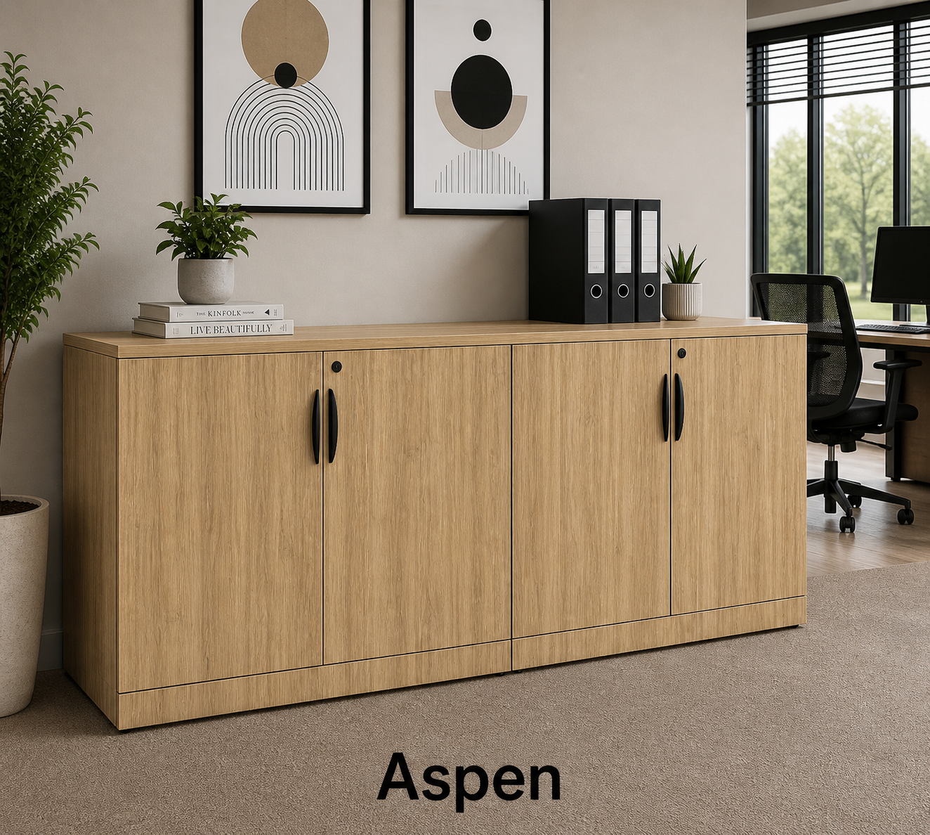 Double Storage Cabinet Credenza with Locking Doors | Choice Office ...